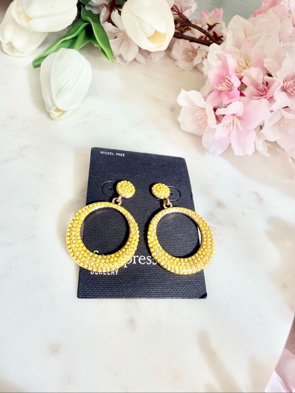 Free Press Gold Textured Circle Drop Statement Earrings